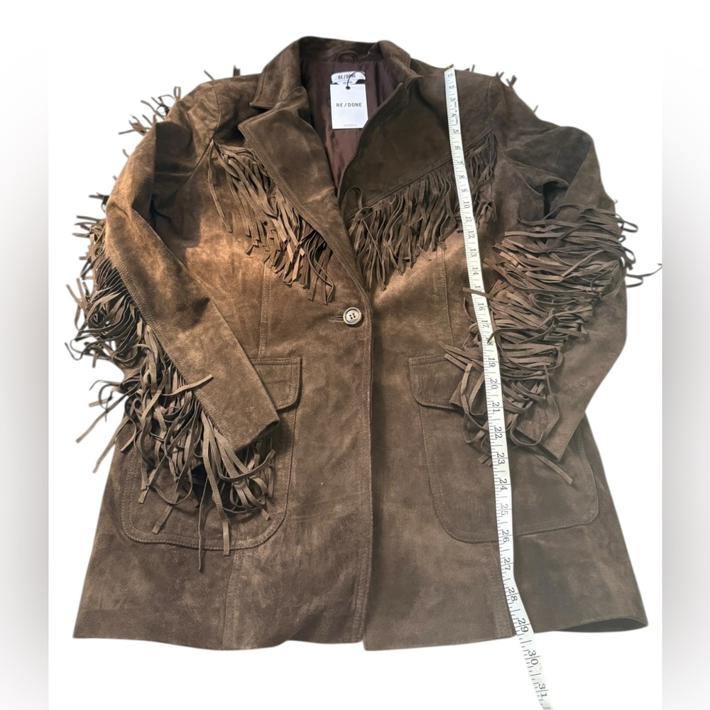 Re/Done Suede Fringe Blazer Jacket Brown Western NWT - Picture 12 of 12
